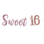 Pink & Rose Gold Sweet Sixteen Sequin Letter Banner, 12ft