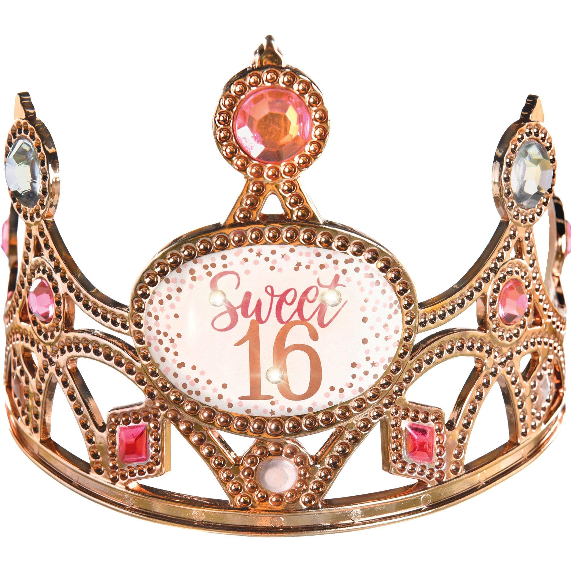 Light Up Rose Gold Sweet Sixteen Plastic Tiara Party City