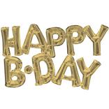 Air-Filled White Gold Happy Birthday Letter Balloon Banner, 2pc