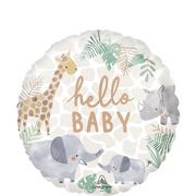 Hello Baby Soft Jungle Round Foil Balloon, 18in