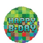Pixel Party Birthday Round Foil Balloon, 18in