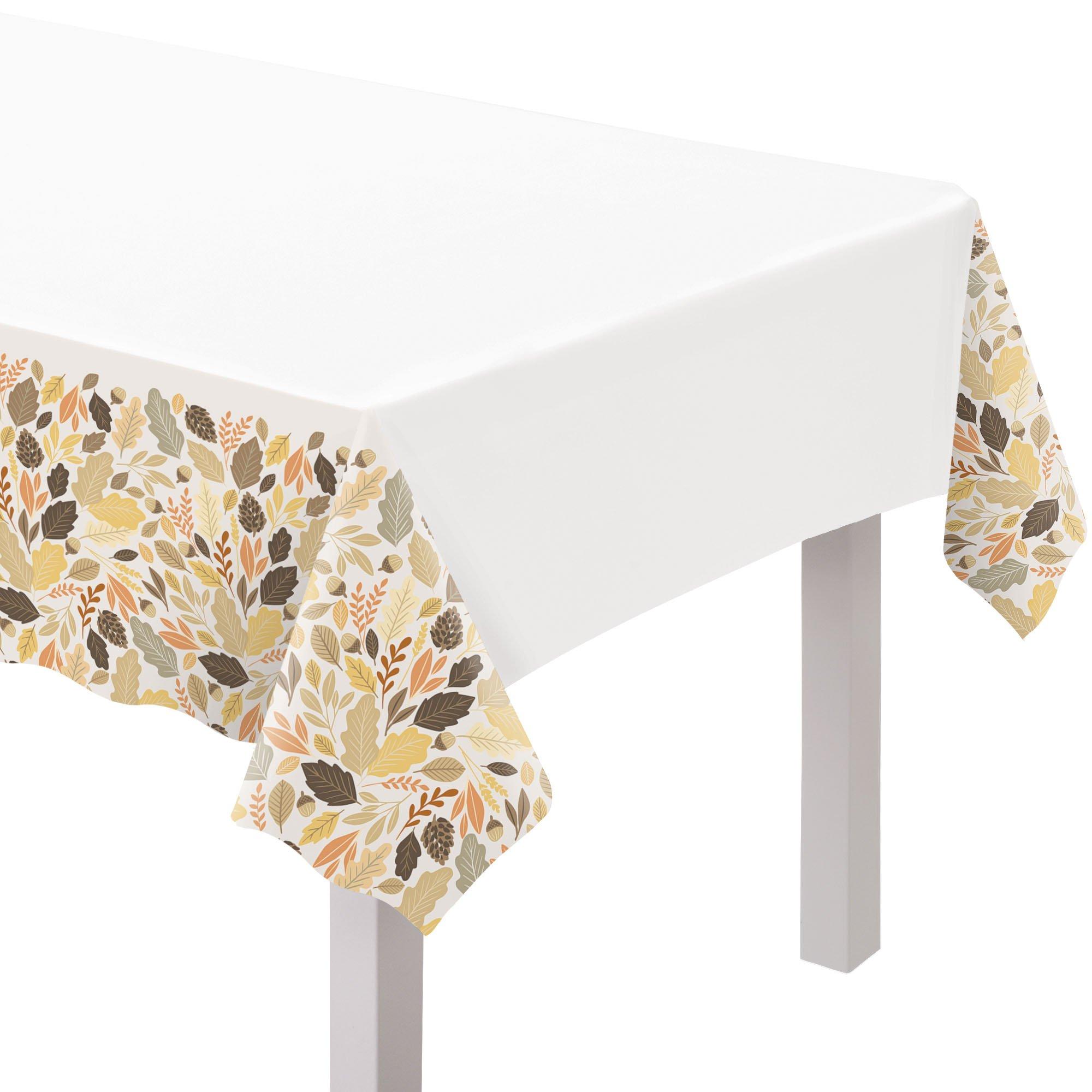 Golden Autumn Plastic Table Cover, 54in x 102in