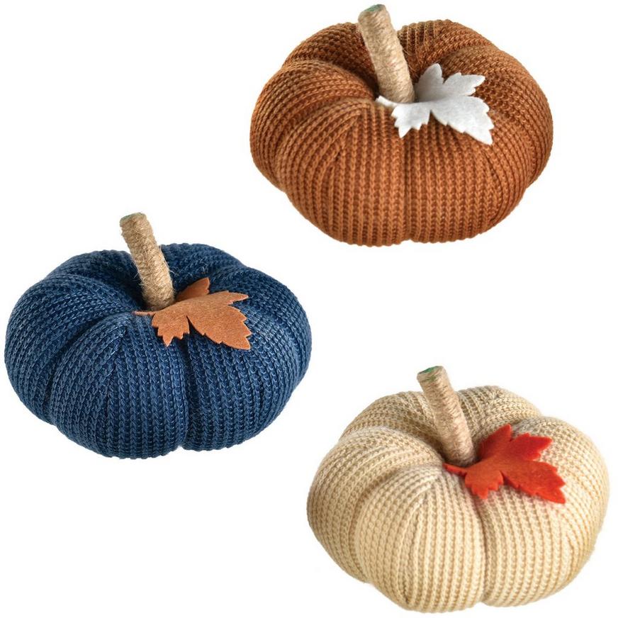 Knitted Pumpkins, 5in, 3pc