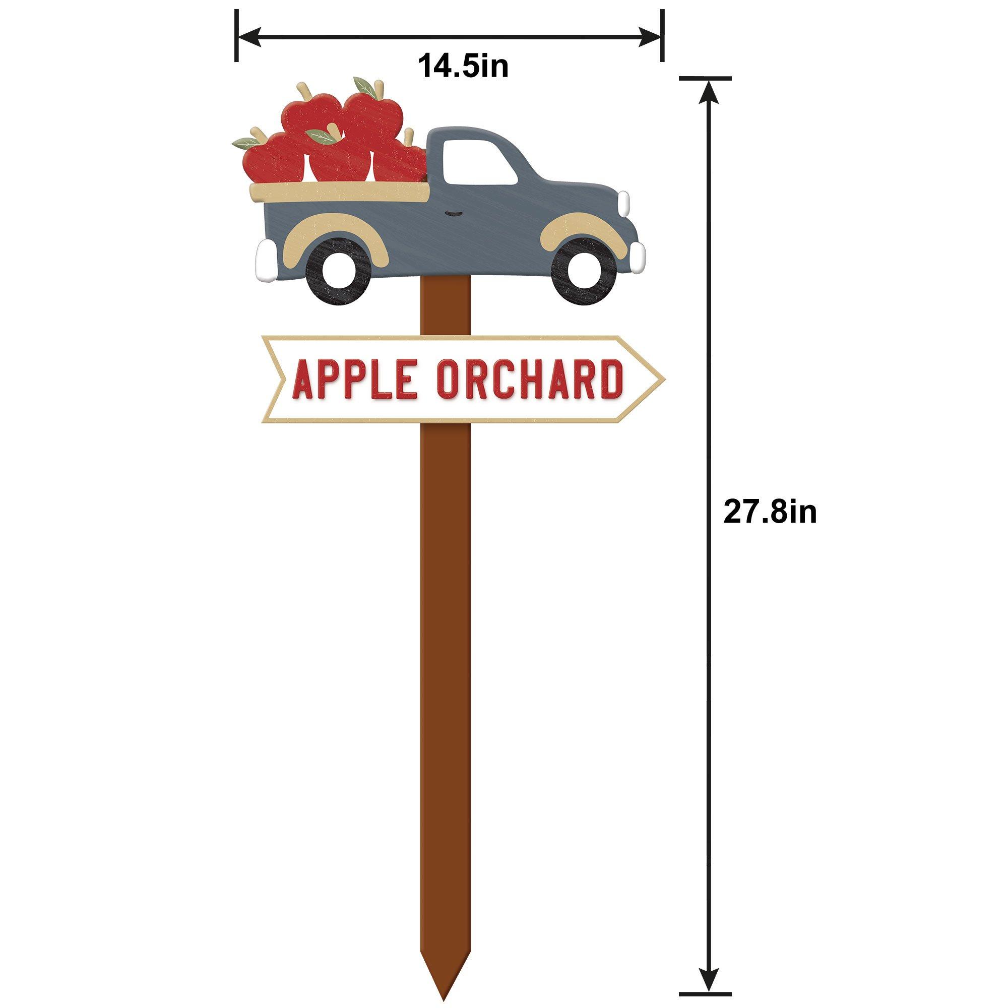 Fall Apple Orchard Wooden Yard Stake, 27.8in