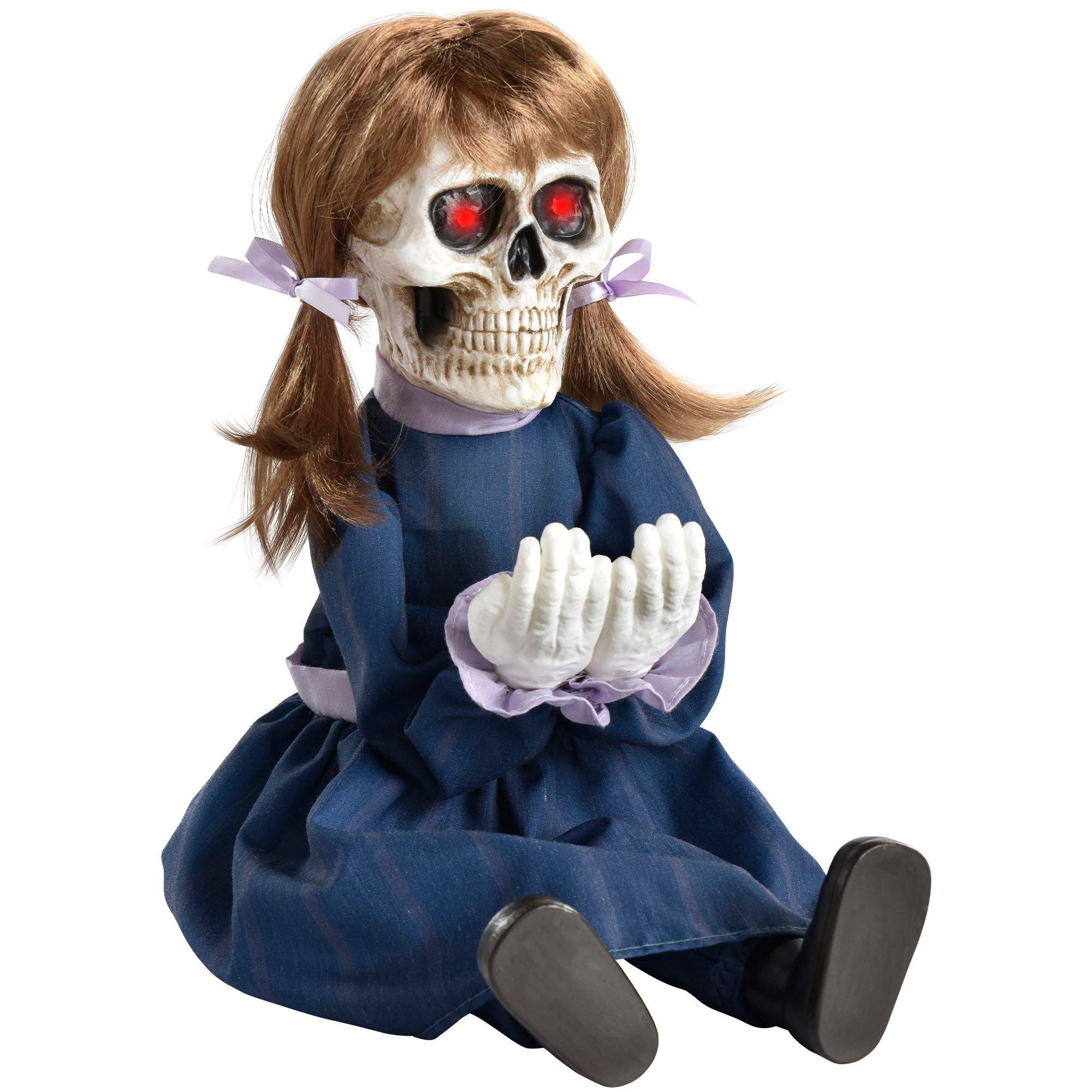 Animatronic Light-Up Peekaboo Skeleton Doll, 13in x 12.25in - Halloween Decoration