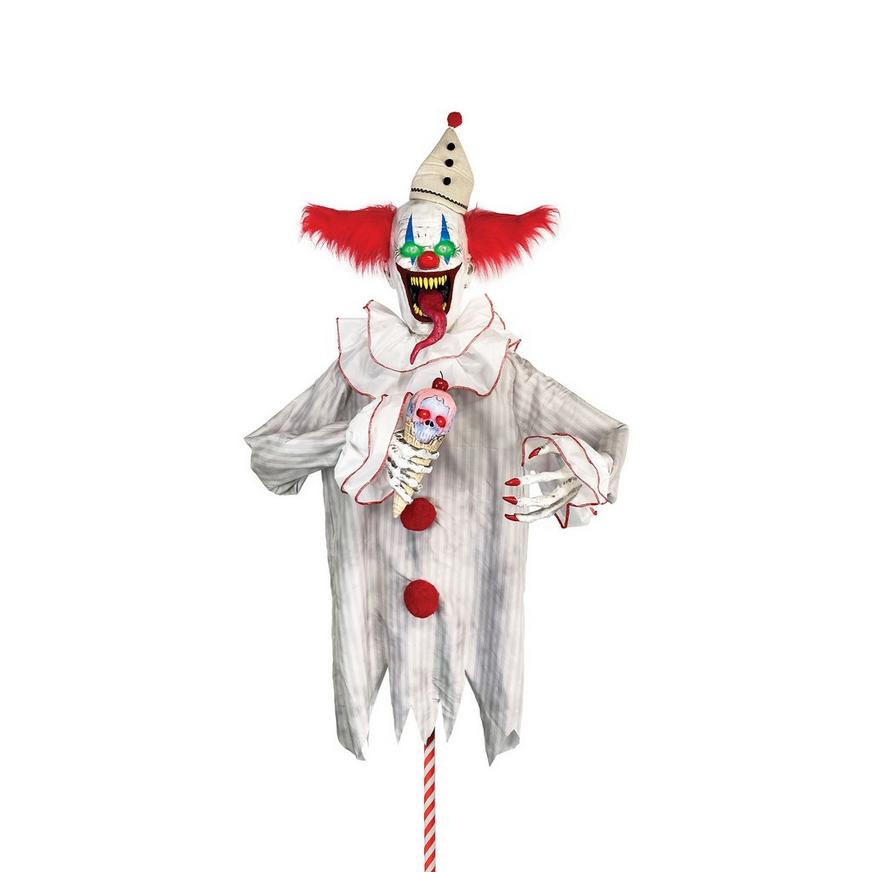 Light-Up Talking Ice Scream Clown Yard Stake, 7.5ft - Halloween Decoration