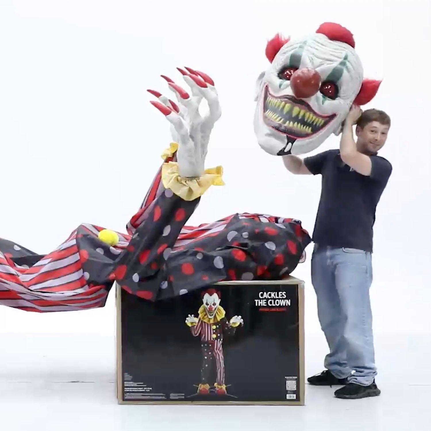 Animatronic LightUp Talking Cackles the Clown, 12ft Halloween