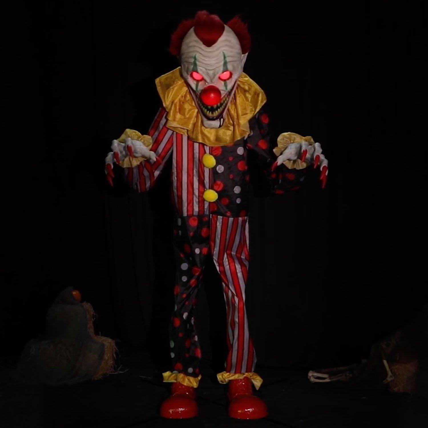 Animatronic Light-Up Talking Cackles the Clown, 12ft - Halloween Decoration