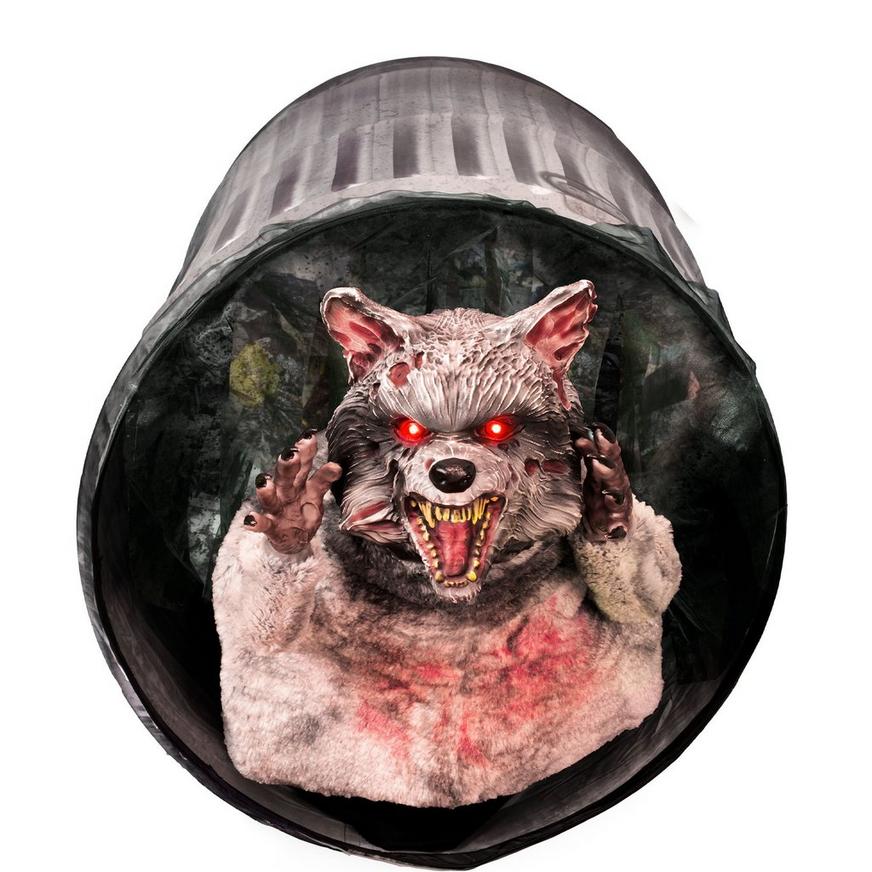Animatronic Zombie Raccoon Trashcan Pop-Out, 32in x 28in - Halloween Decoration