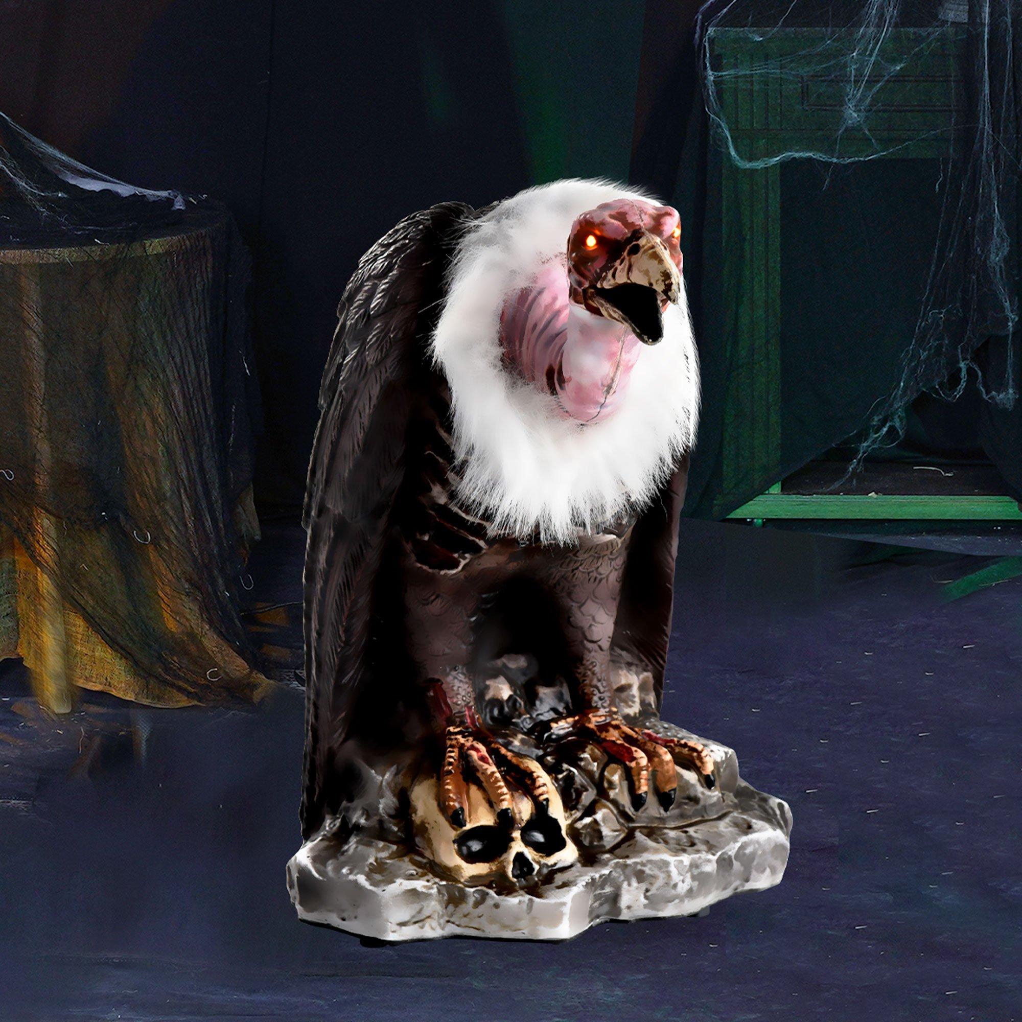 Animatronic Light-Up Zombie Vulture, 11in x 12.2in - Halloween Decoration