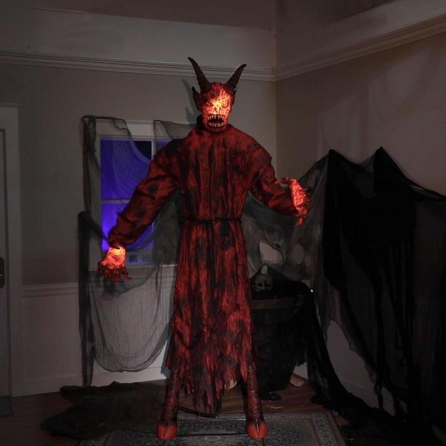 Animatronic Light-Up Talking Lava Demon Decoration with Fog Effect, 7.5ft