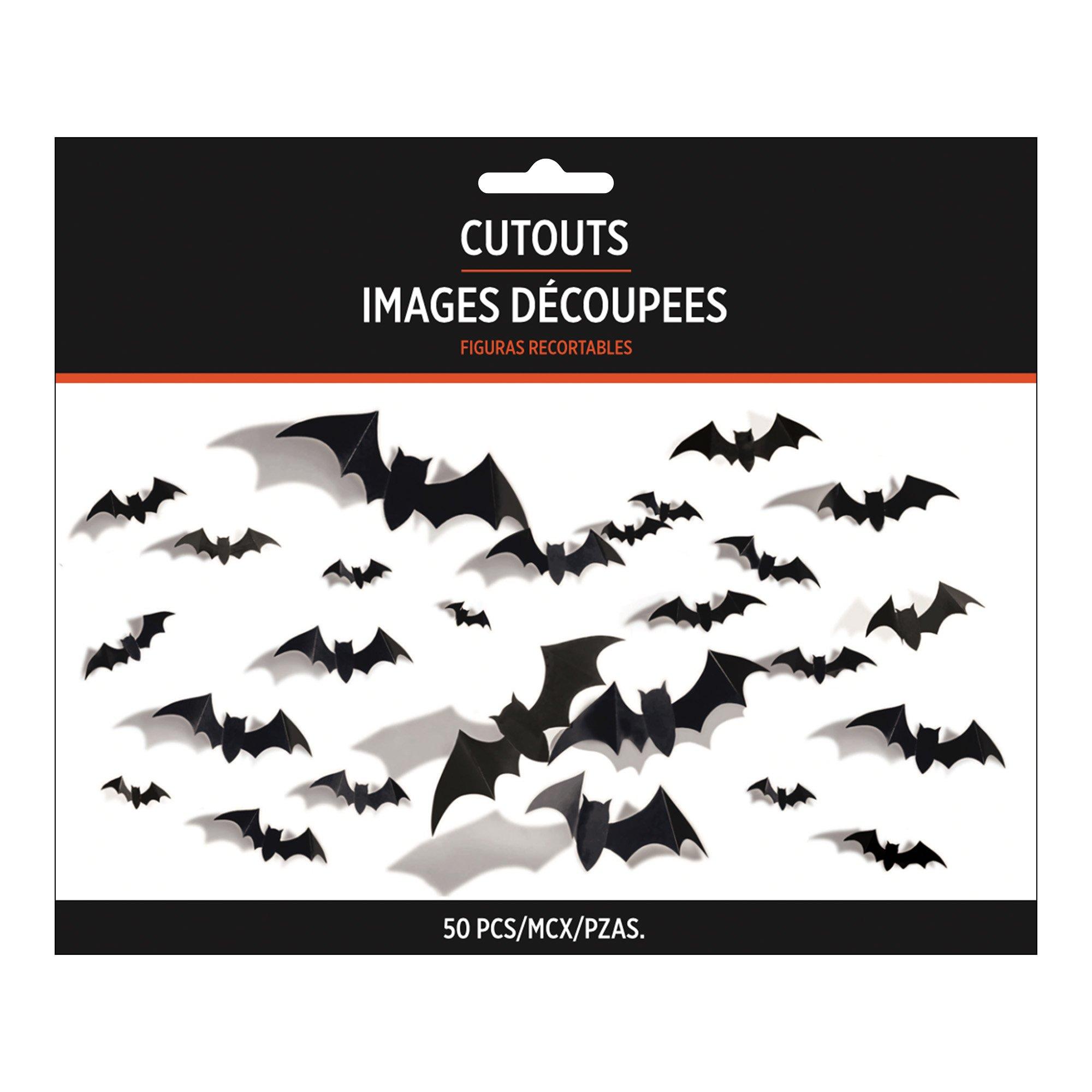 Black Bat Paper Cutouts, 50ct