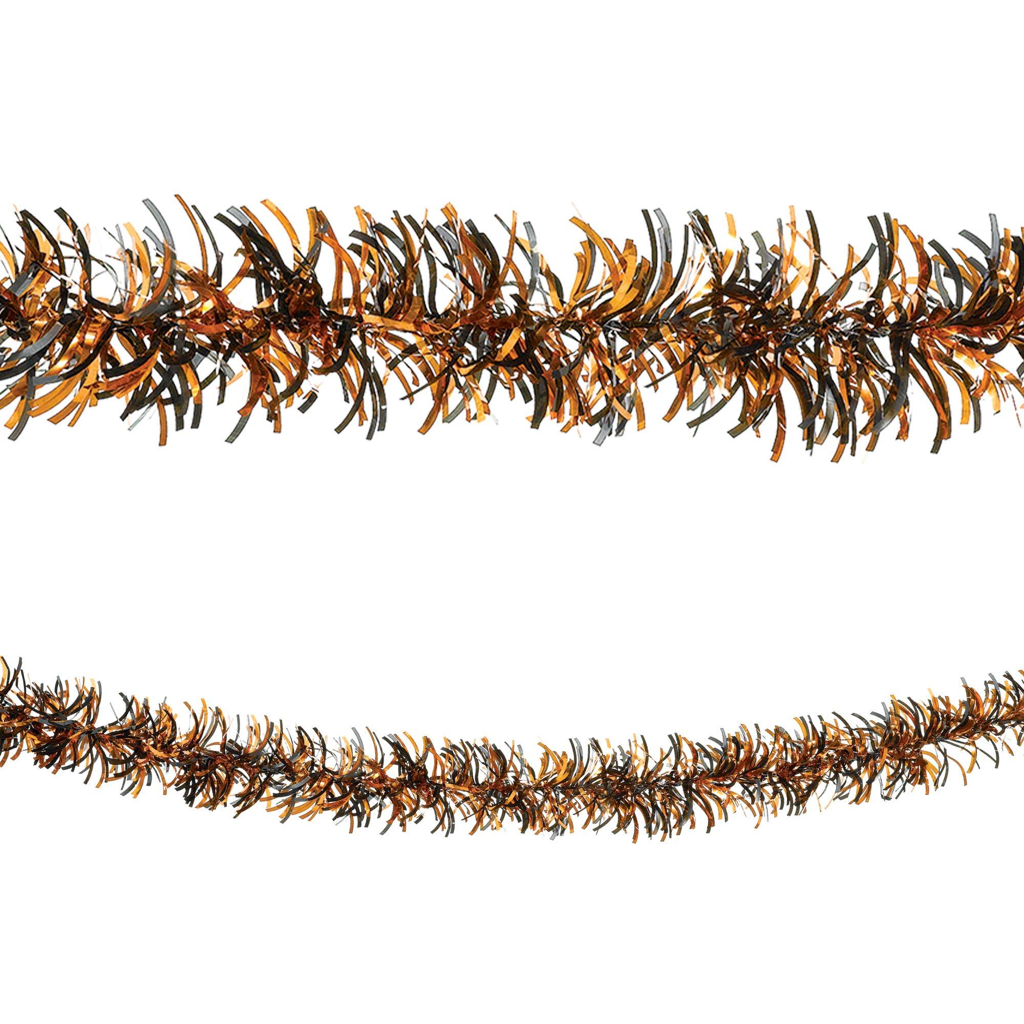 Black & Orange Tinsel Garland, 9ft