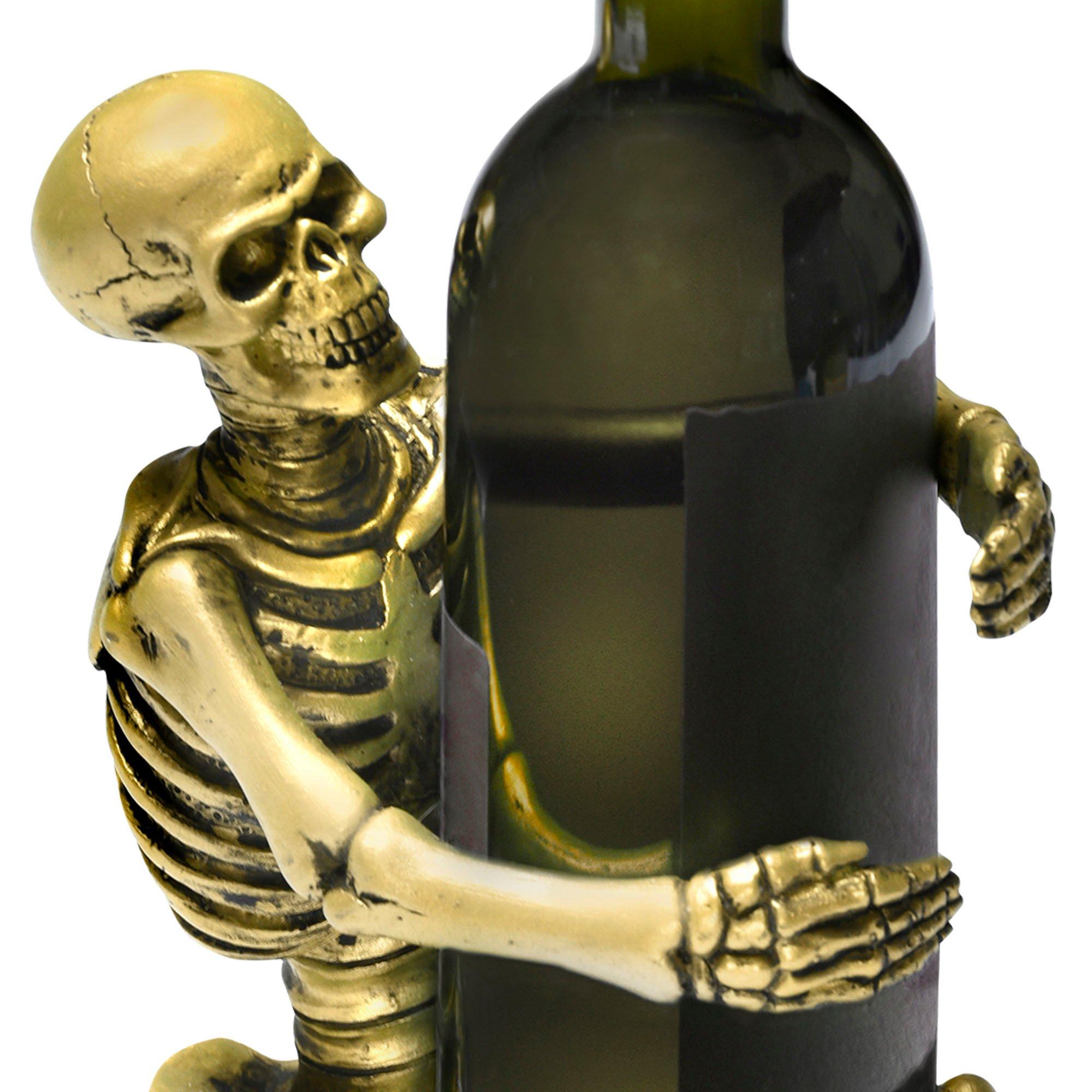 Gold Skeleton Wine Bottle Holder, 8.6in Party City