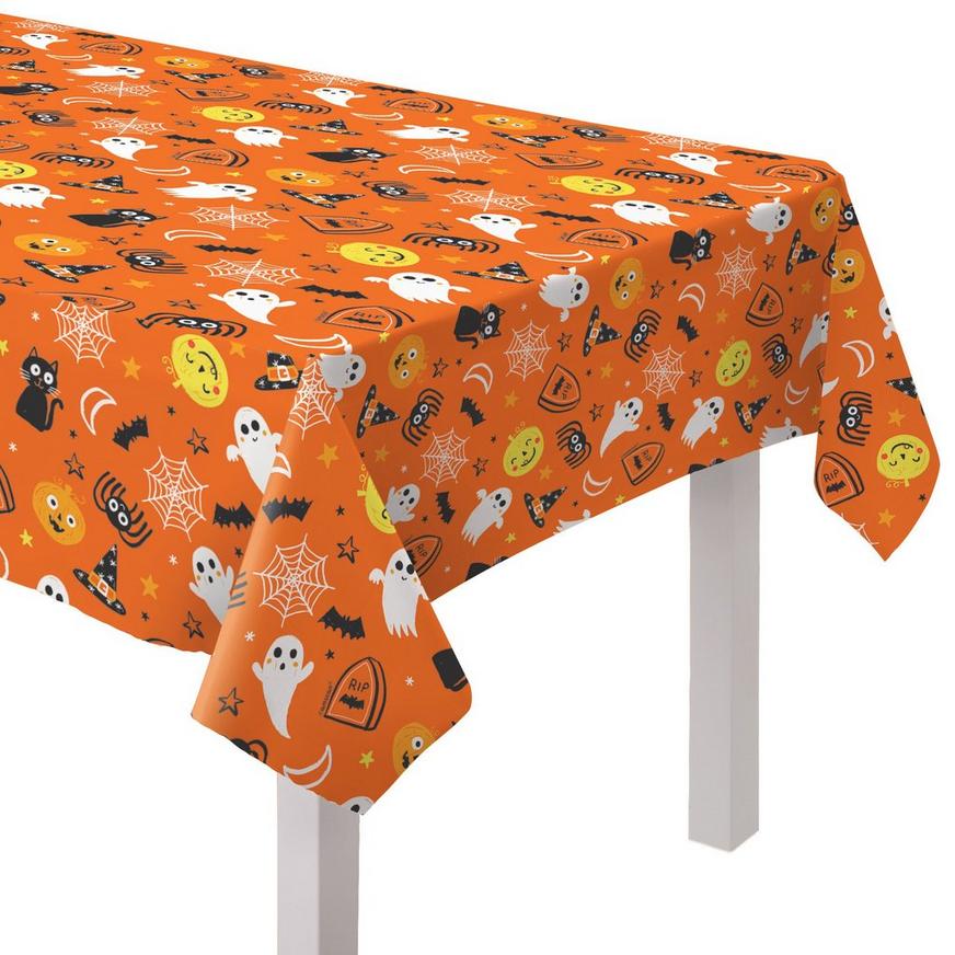 Spooky Friends Halloween Flannel-Backed Vinyl Tablecloth, 54in x 108in