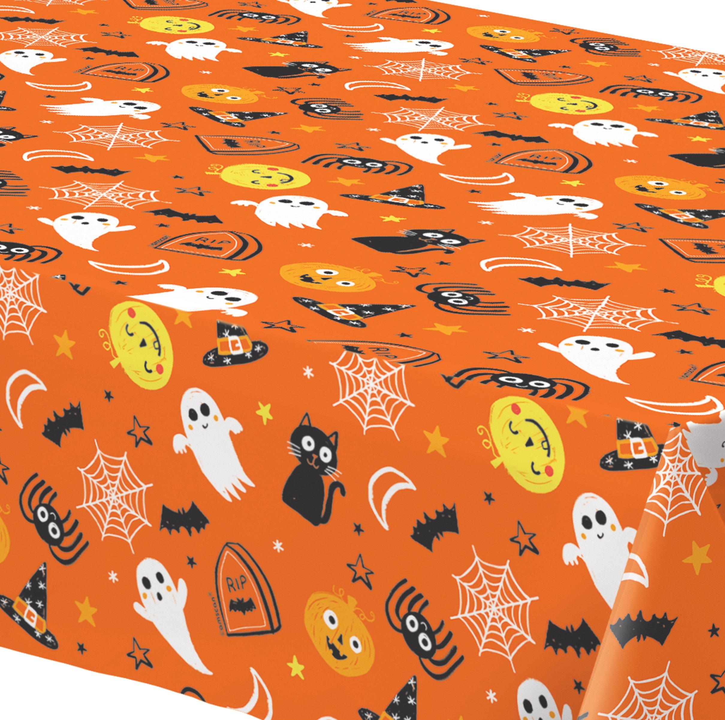 Spooky Friends Halloween Flannel-Backed Vinyl Tablecloth, 52in x 90in
