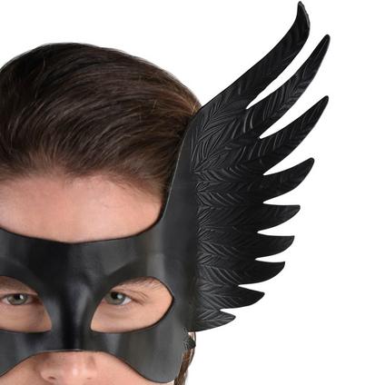 Adult Black Winged Faux Leather Half Mask