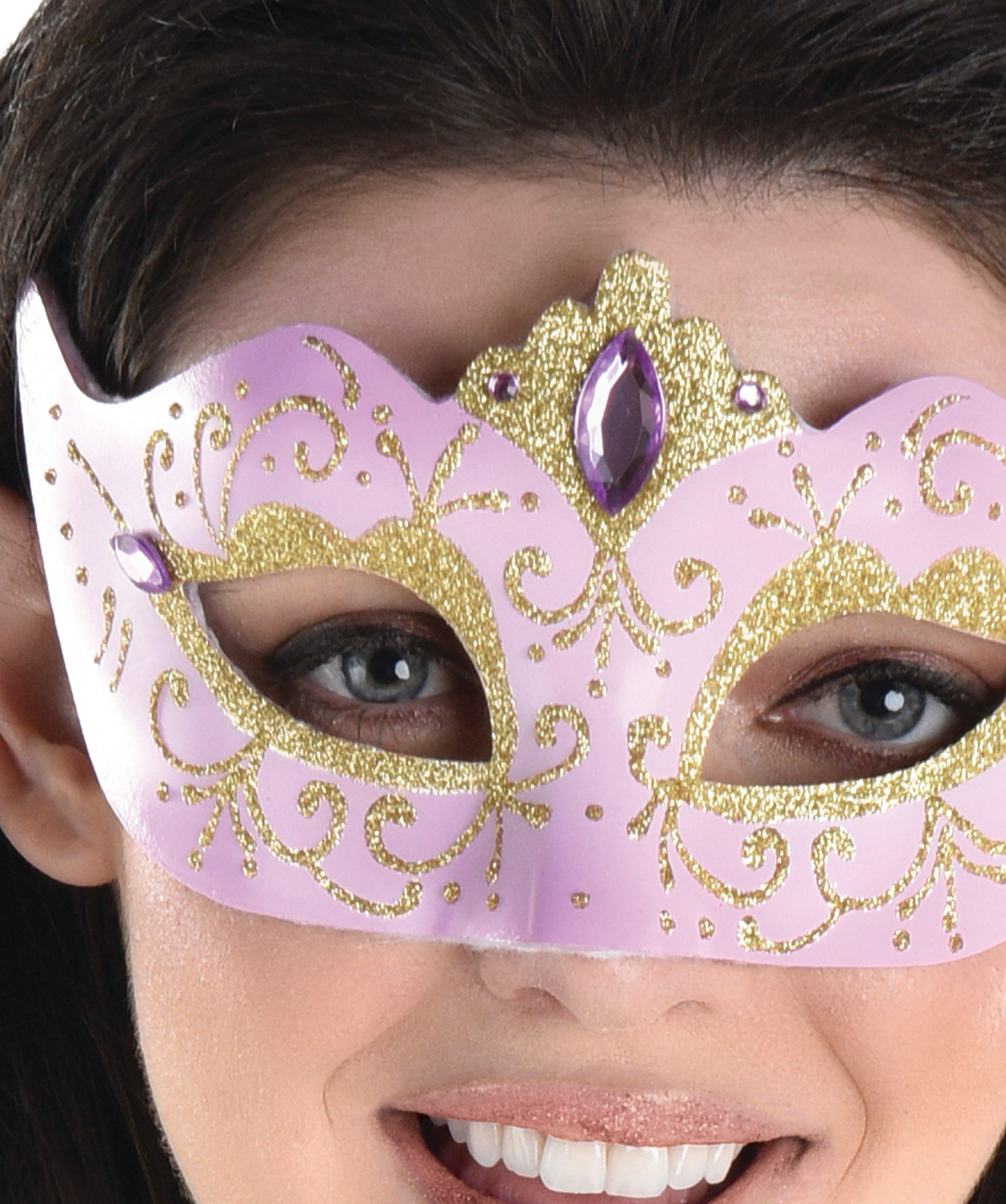 PartyCity Adult Lavender Gold Glitter Masquerade Mask with Light Up Feathers Party City in Tustin CA The Market Place