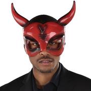 Adult Black & Red Horned Devil Plastic Half Mask