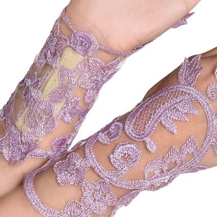 Adult Lavender Floral Embroidery Glovelettes, 2ct - Fairy