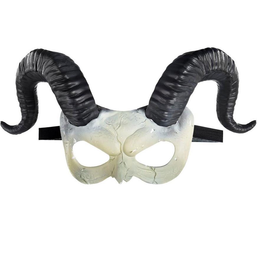 Adult Horned Ram Skull Plastic Half Mask