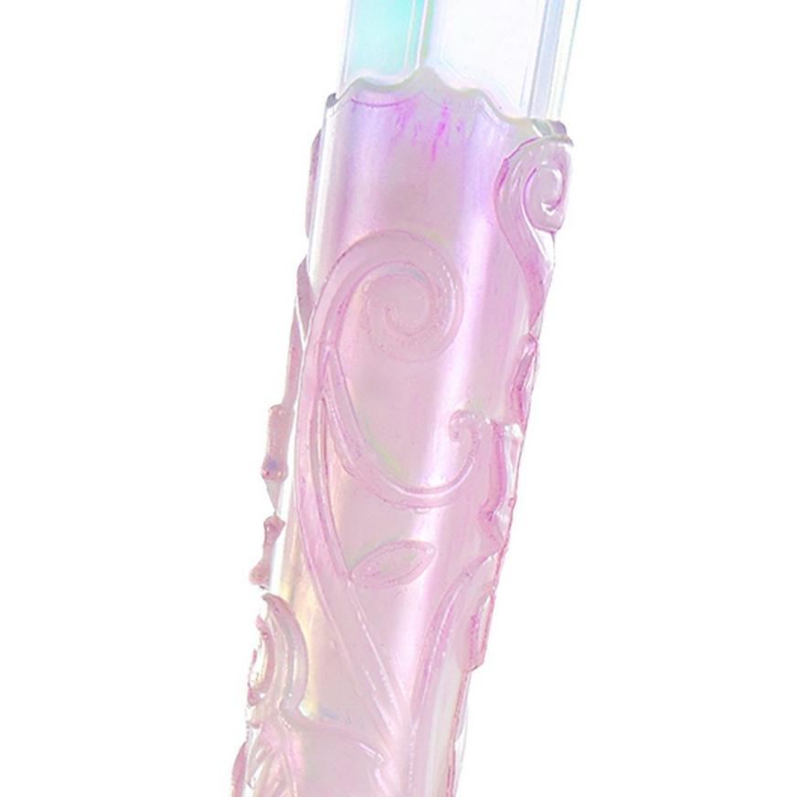 Light-Up Pink Iridescent Plastic Crystal Wand Prop, 15in - Fairy