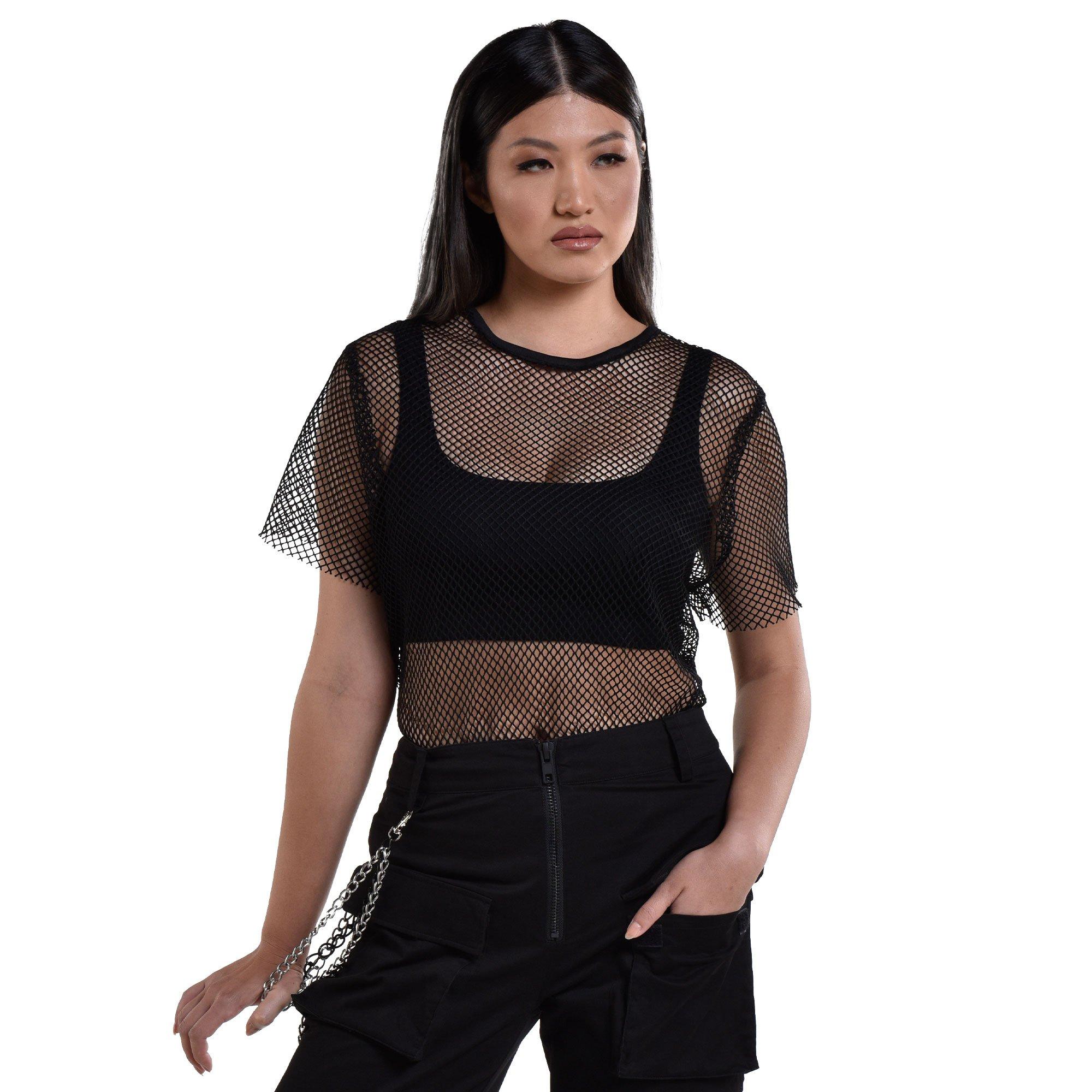 Adult Black Fishnet Shirt