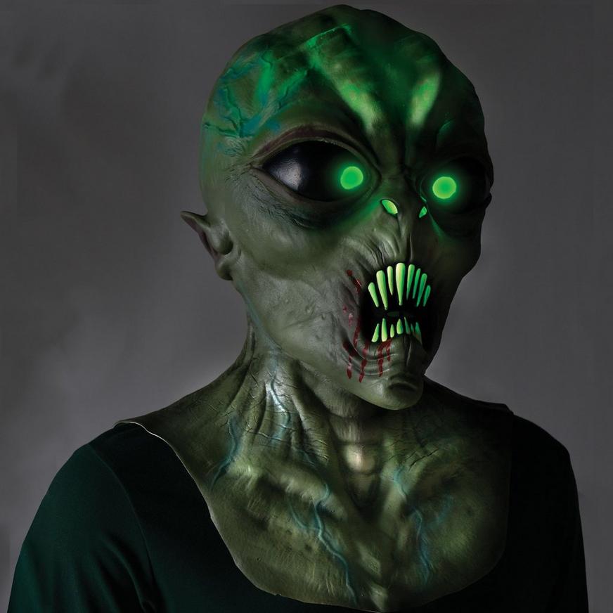 Adult Light-Up Spiked Teeth Alien Latex Mask
