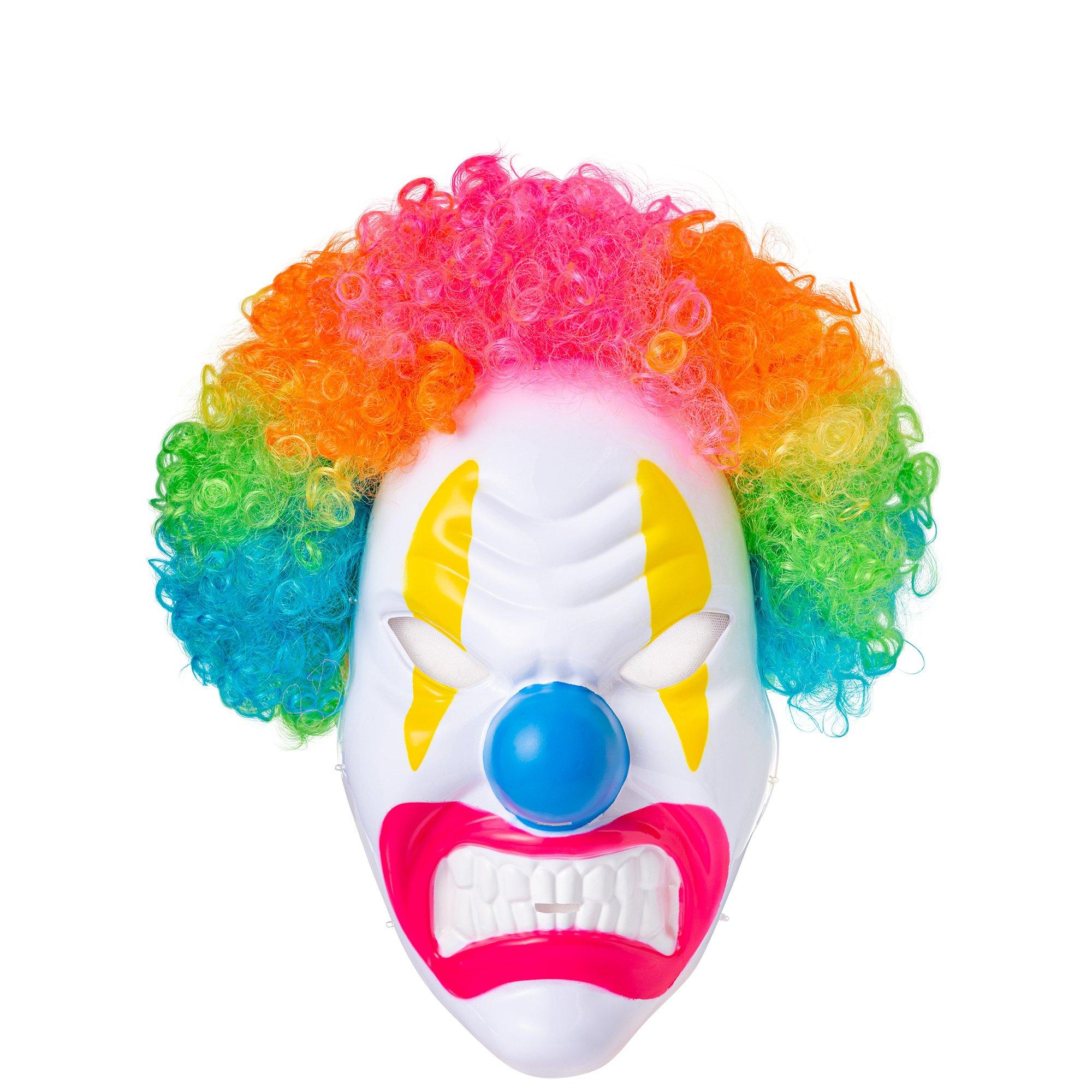 PartyCity Adult Light Up Angry Clown Plastic Mask with Colorful