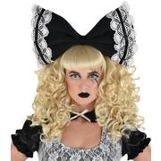 Adult Black & White Creepy Doll Bow Headband