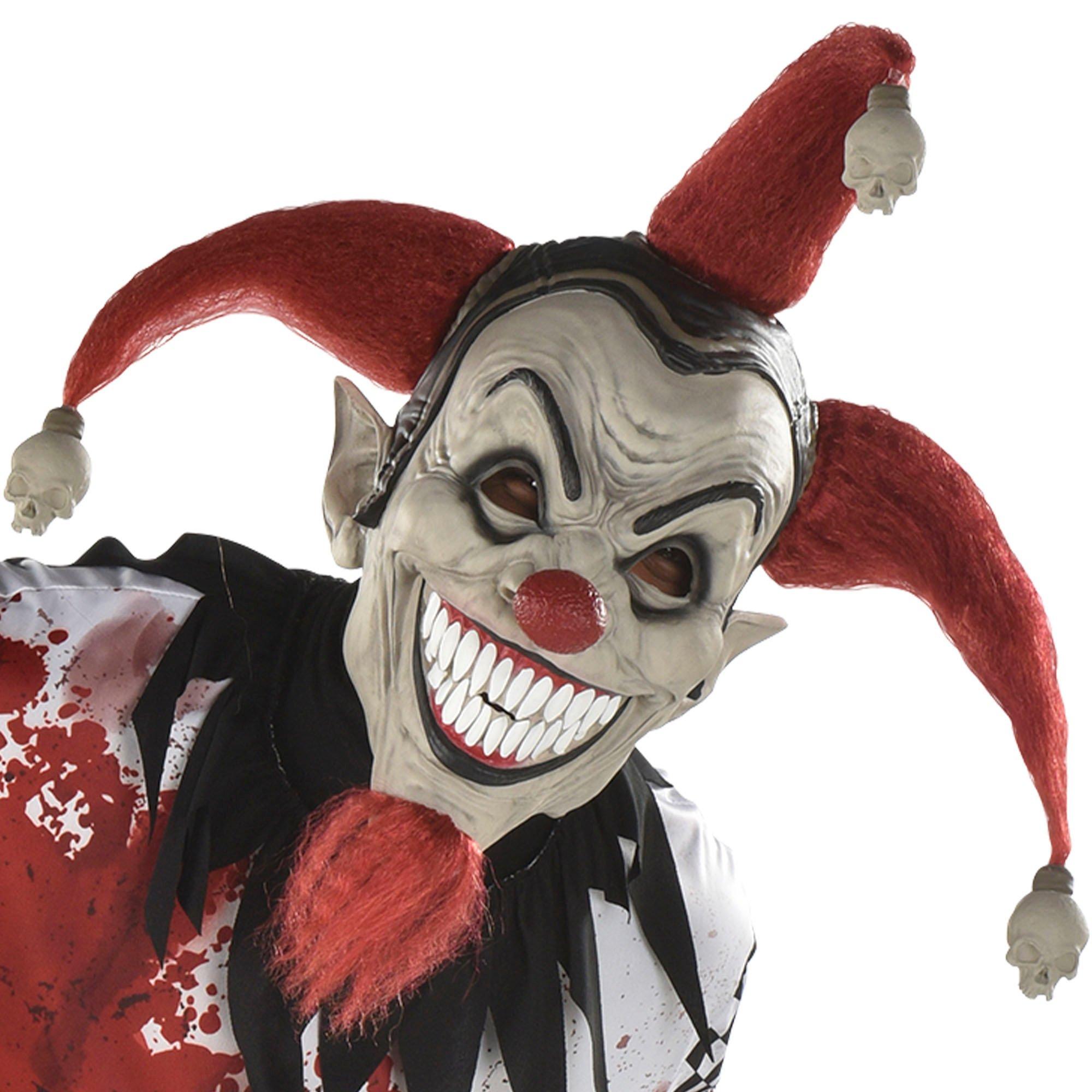 Adult Evil Jester Latex Mask with Mini Skulls - Twisted Circus