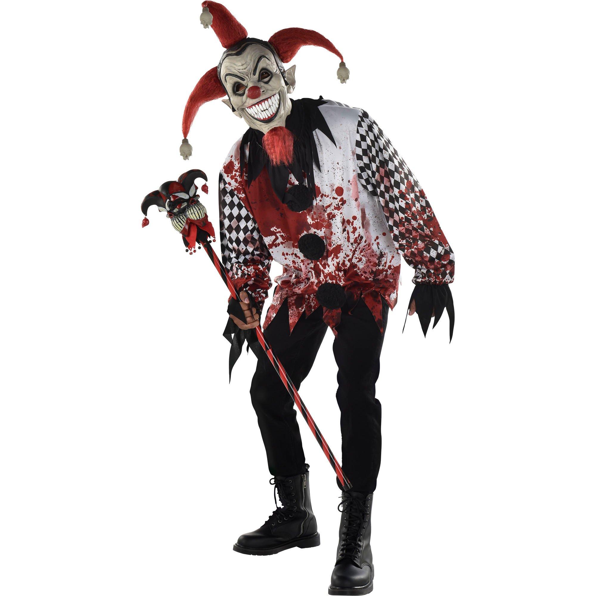 Adult Evil Jester Latex Mask with Mini Skulls - Twisted Circus