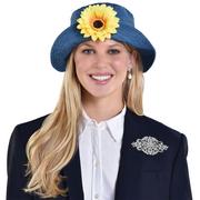Adult Chambray Sunflower Blossom Bucket Hat - 90s