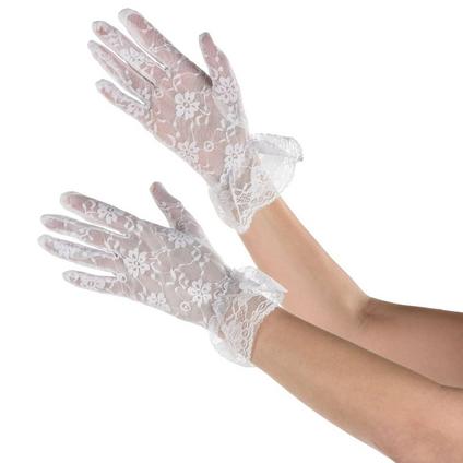 Adult White Lace Gloves - Creepy Doll