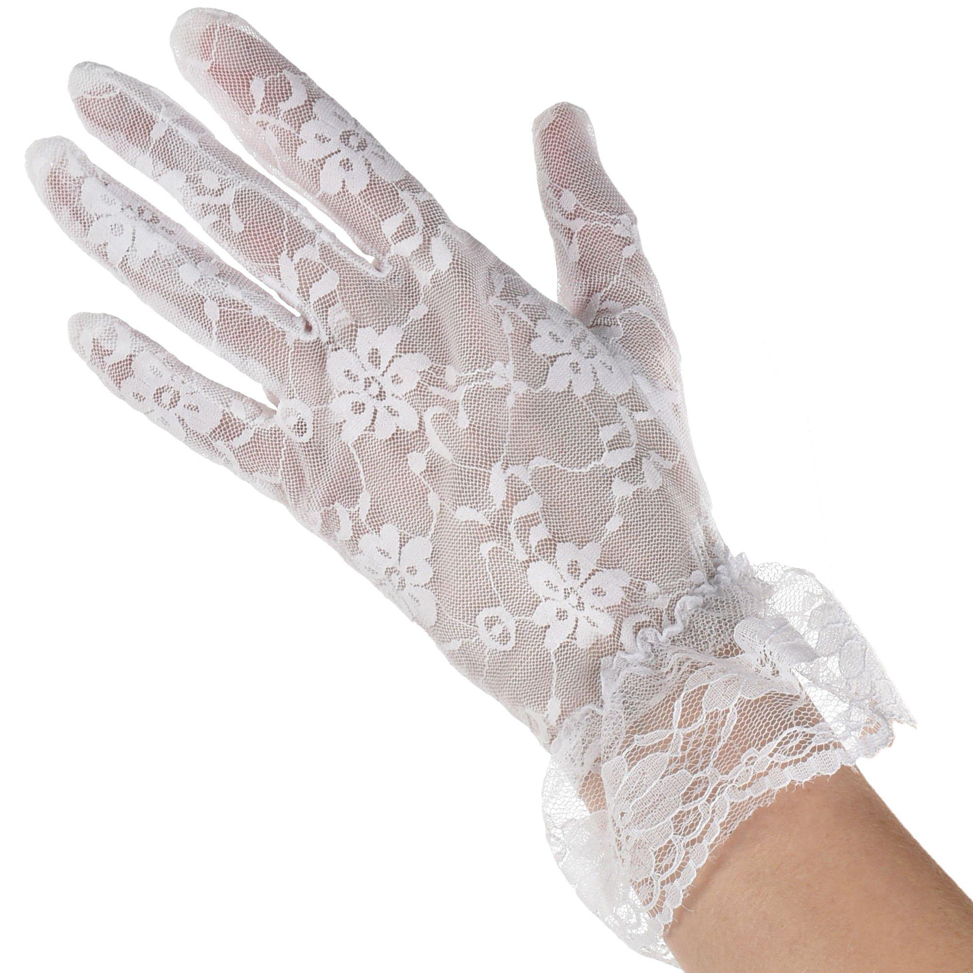 Adult White Fingerless Gloves