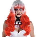 White & Red Twisted Ombre Long Wavy Wig, 22in