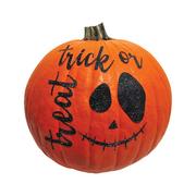 Black Glitter Trick-or-Treat Halloween Pumpkin Sticker, 2pc