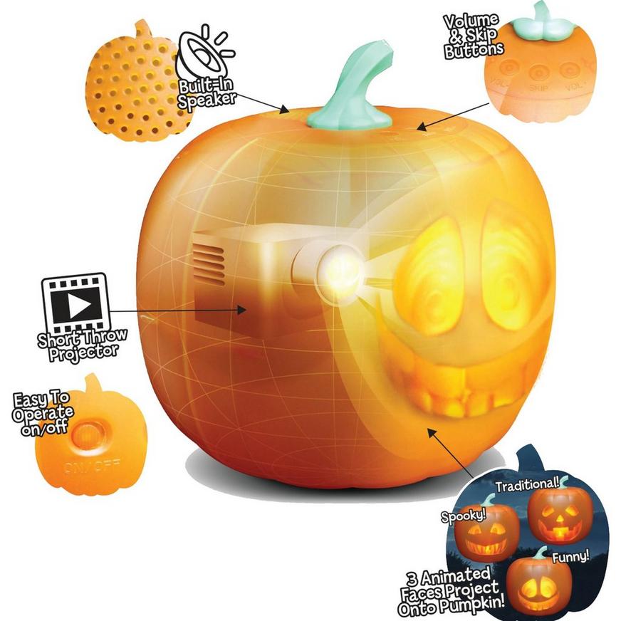 Animated Light-Up Talking Jabberin' Jack Pumpkin Decoration, 9in x 11in
