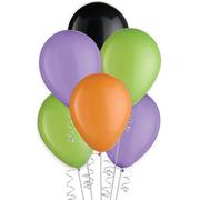 15ct, 11in, Halloween 4-Color Mix Latex Balloons - Black, Green, Orange, & Purple