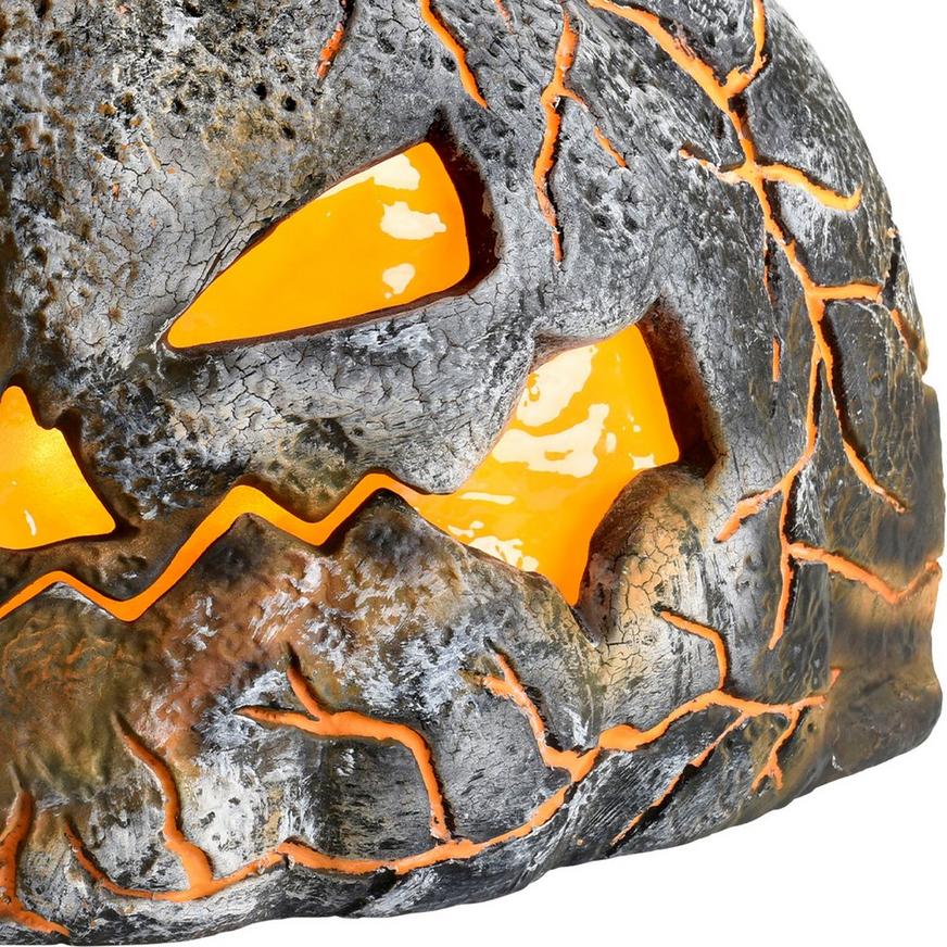 Light-Up Flaming Pumpkin, 14.2in x 10.2in - Halloween Decoration