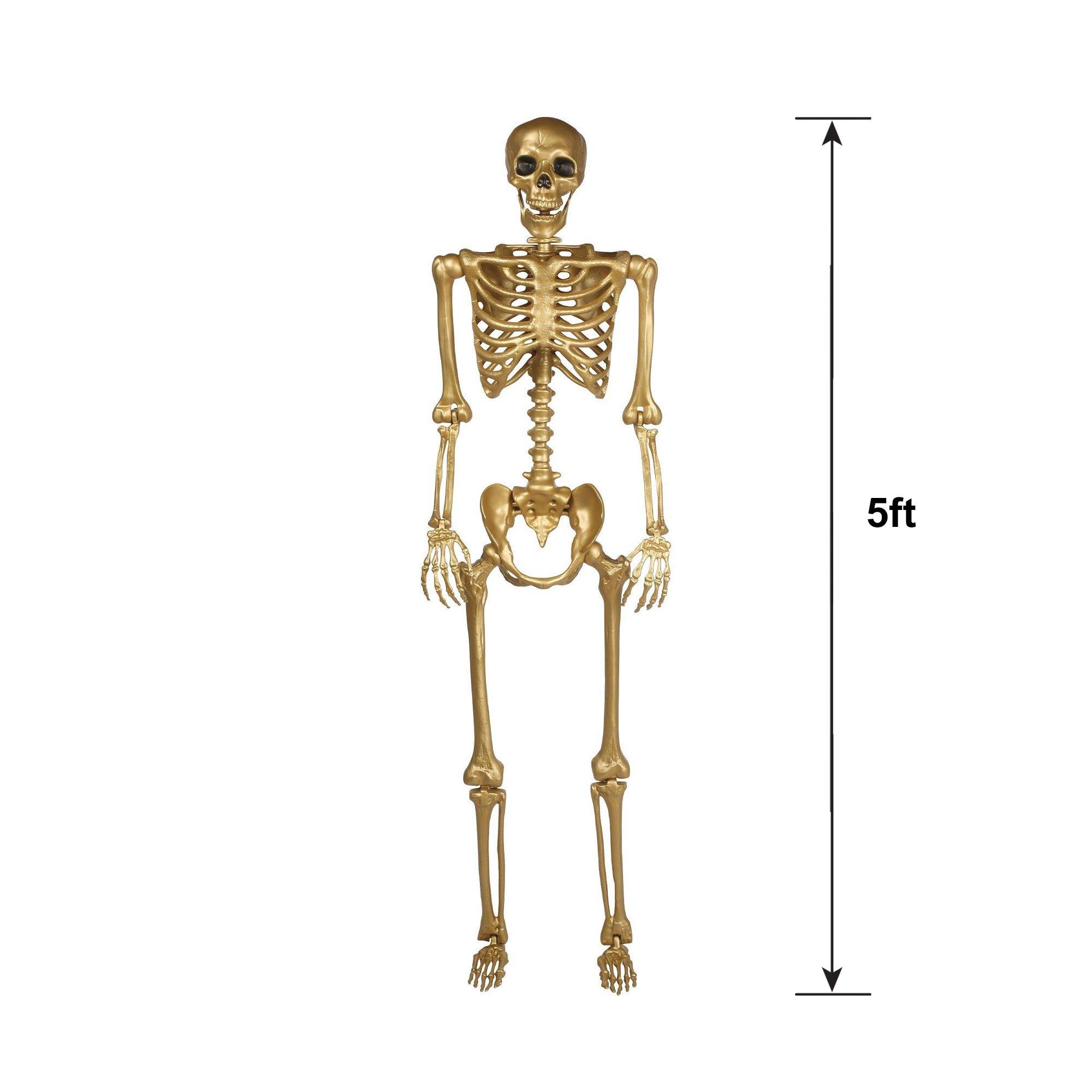 Gold Life-Size Poseable Skeleton, 5ft