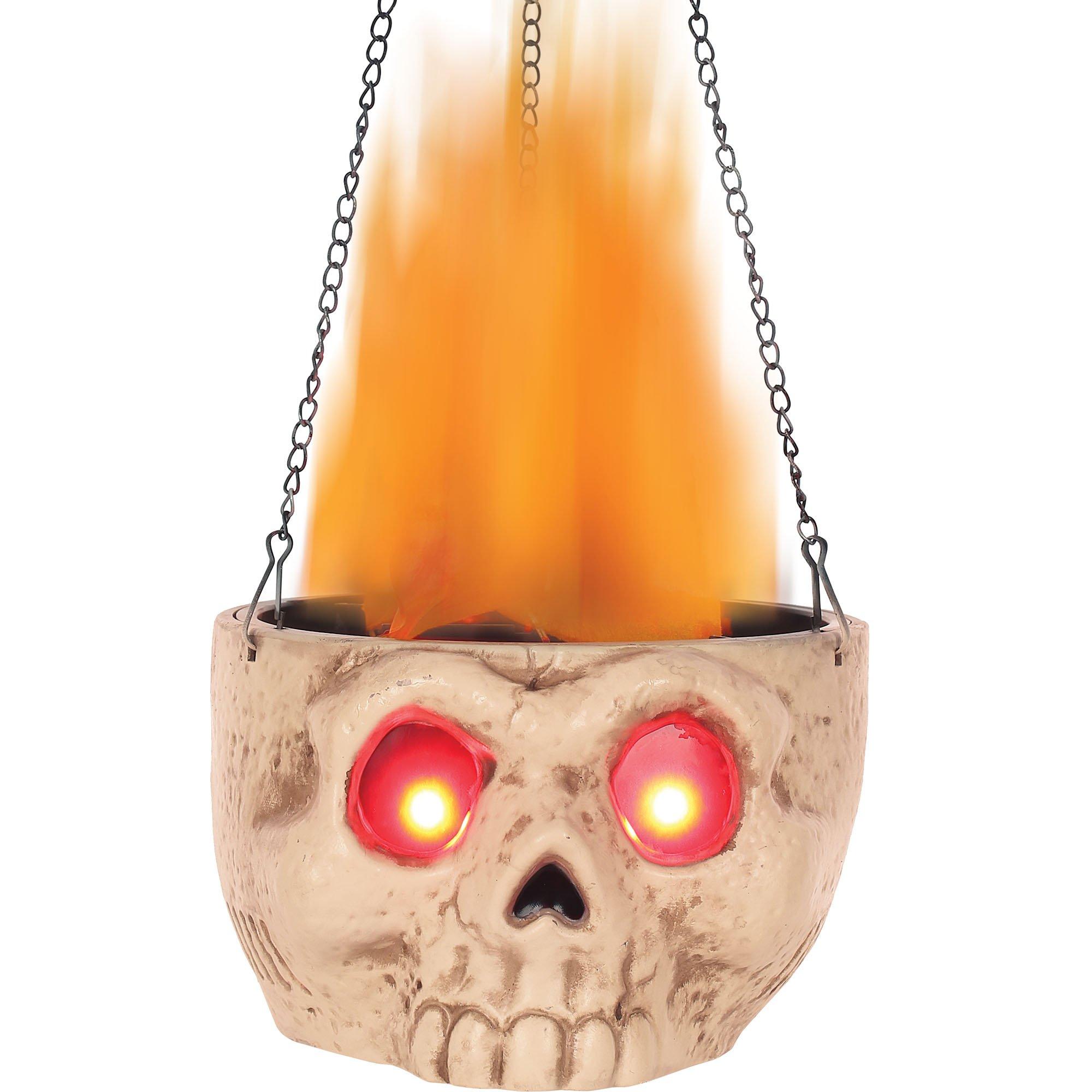 DELUXE LED LIGHTED FLAMING WITCH CAULDRON w buy SKULLS HALLOWEEN