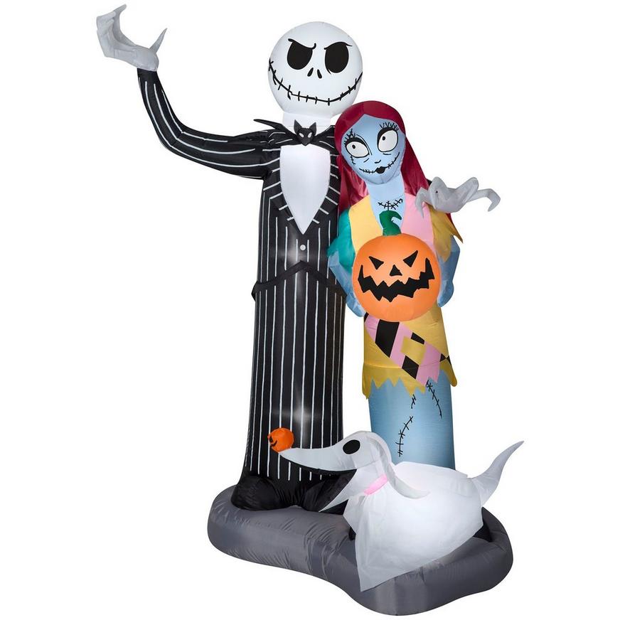 Light-Up Jack Skellington & Sally Inflatable Yard Decoration, 4.75ft x 6ft - The Nightmare Before Christmas