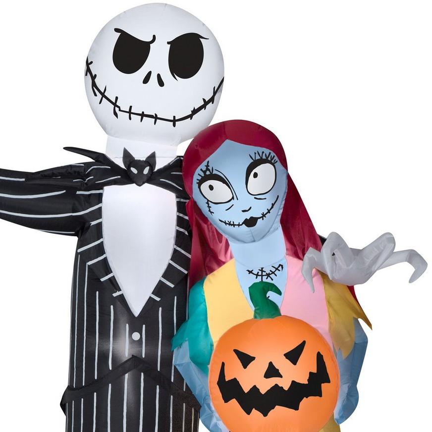 Light-Up Jack Skellington & Sally Inflatable Yard Decoration, 4.75ft x 6ft - The Nightmare Before Christmas