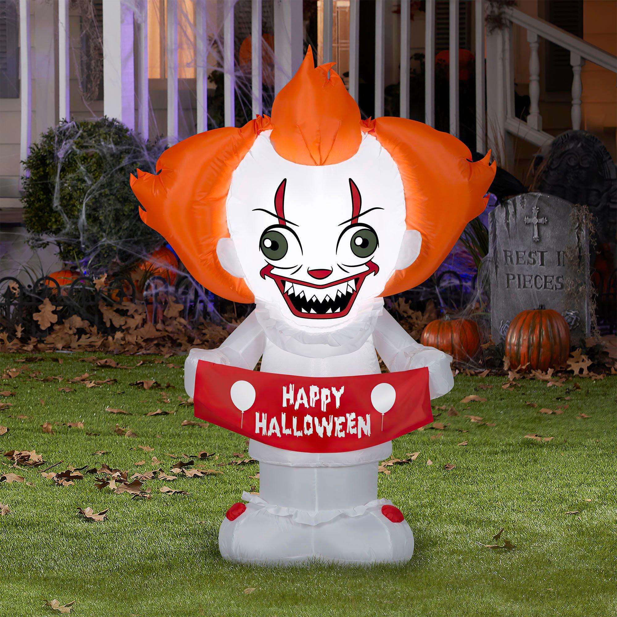 Light-Up Halloween Pennywise Inflatable Yard Decoration, 4ft - It ...