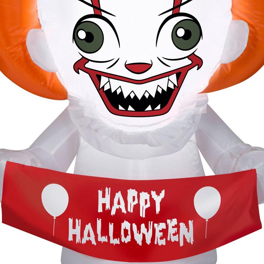 Light-Up Halloween Pennywise Inflatable Yard Decoration, 4ft - It