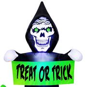Light-Up Halloween Reaper & Jack-o'-Lantern Inflatable Yard Decoration, 5.5ft