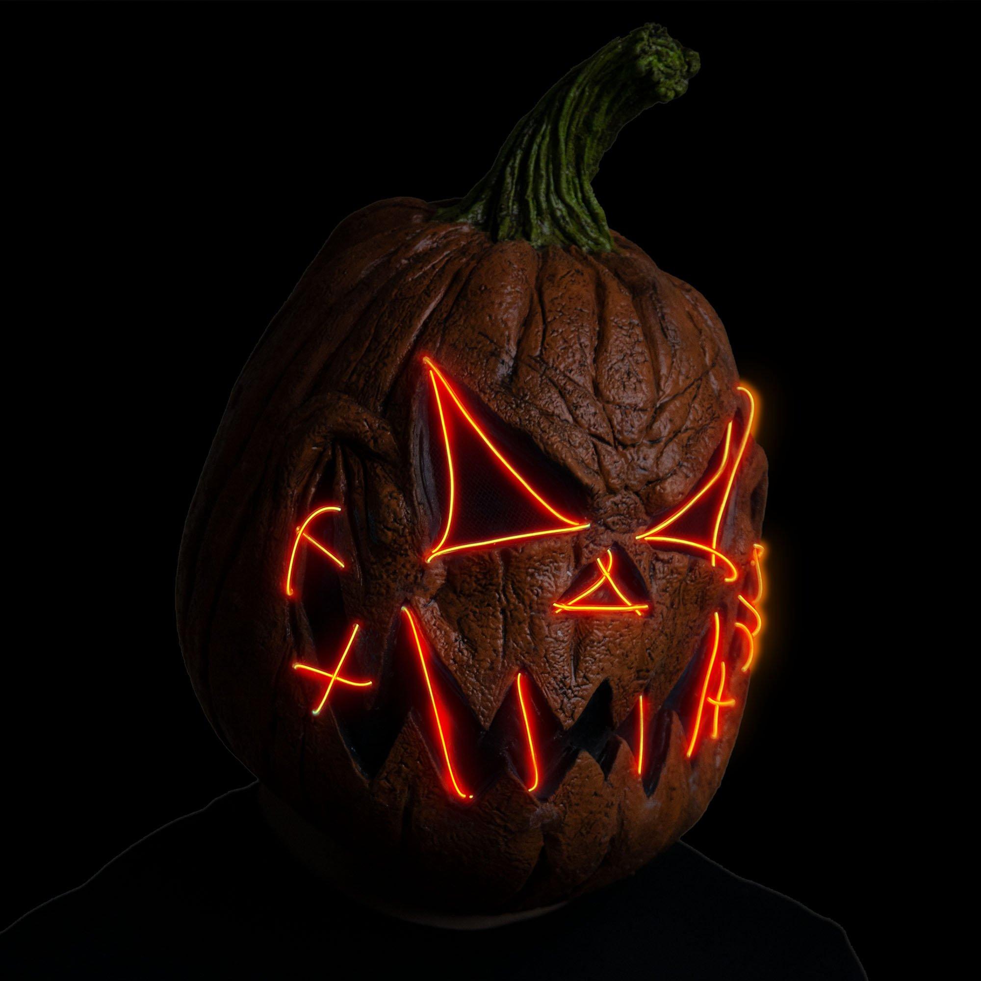 Adult Light-Up Menacing Jack-o'-Lantern Latex Mask