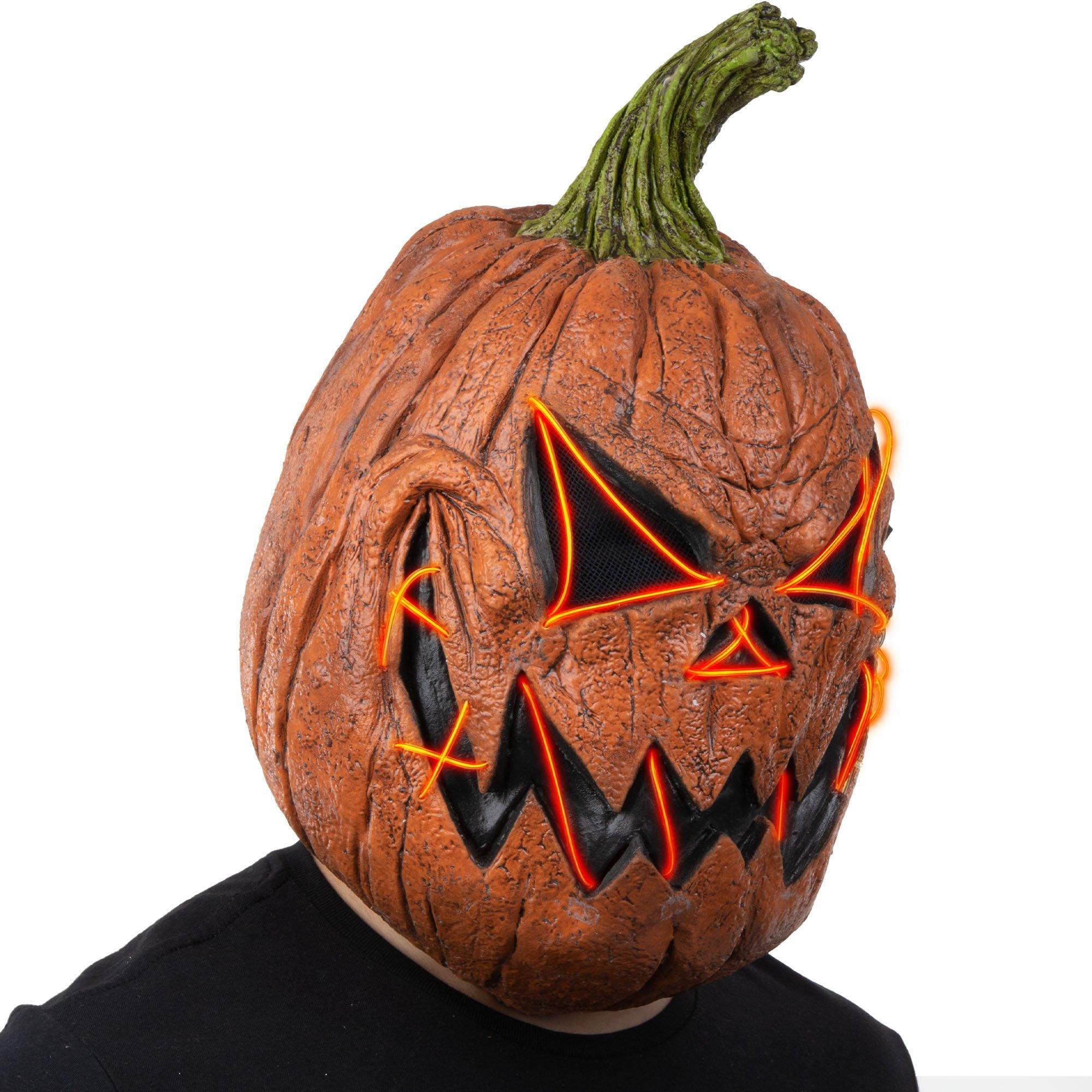 Adult Light-Up Menacing Jack-o'-Lantern Latex Mask