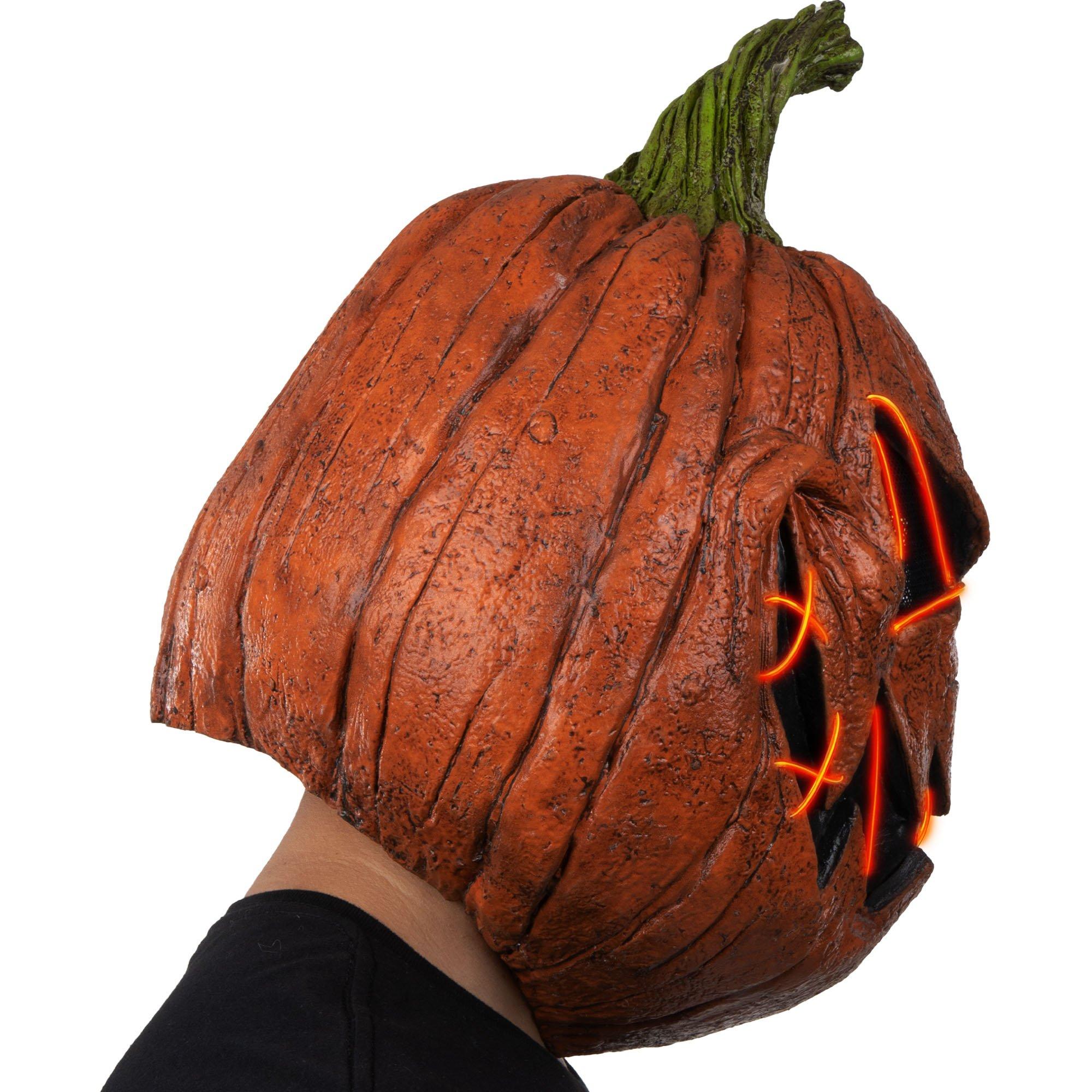 Adult Light-Up Menacing Jack-o'-Lantern Latex Mask